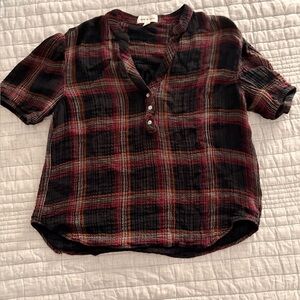 Cloth and Stone Plaid Button-Up Shirt